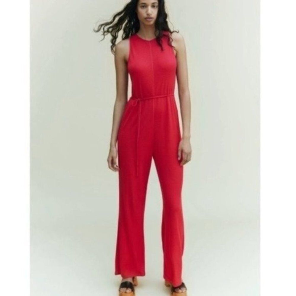 Zara Pink Flowy Jumpsuit Size Medium NWT